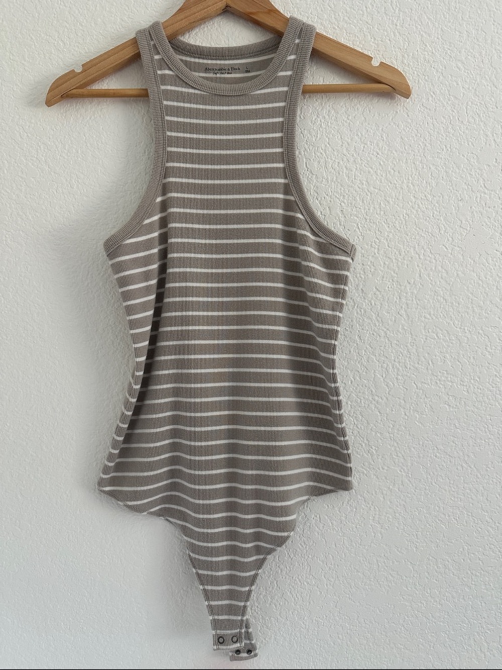 Abercrombie & Fitch - Soft A&F Rib - Striped Ribbed Thong Bodysuit - Size L